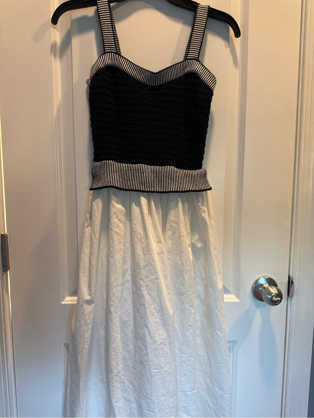 Navy and White Striped Accent Maxi Dress